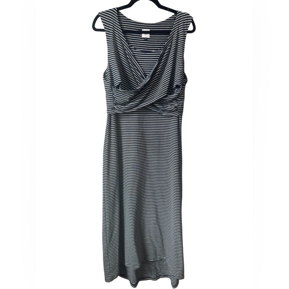 CAbi Dresses & Skirts - Cabi Nautical Blue White Striped Launch Sleeveless Crossover Midi Maxi Dress‎